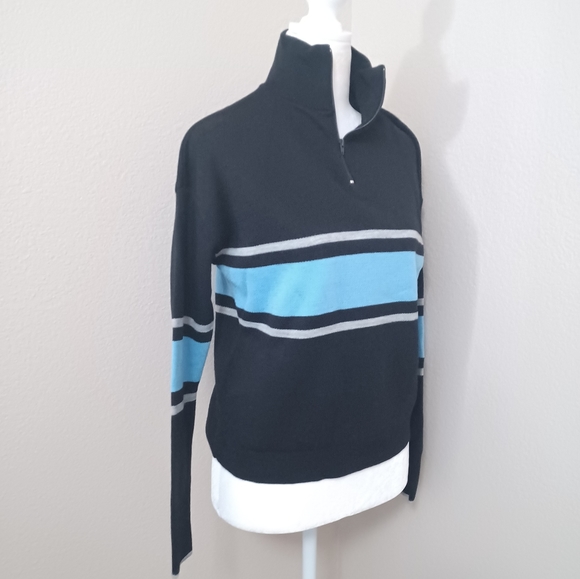 NWT BP. Nordstrom Women's Mock Neck Sweater 1/4 Zip Striped Y2K - Picture 7 of 11
